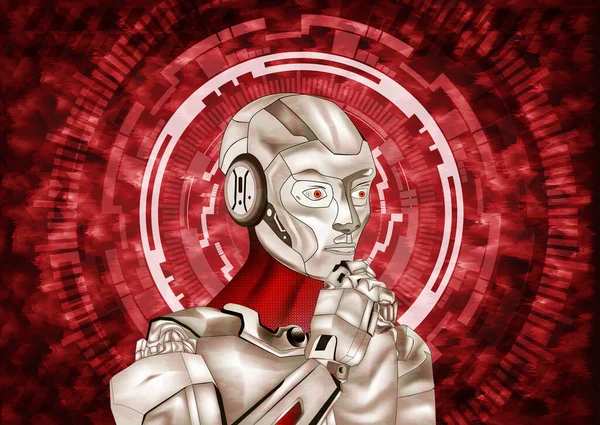 Technológiai Háttér Robot Gondolkodás Kép — Stock Fotó