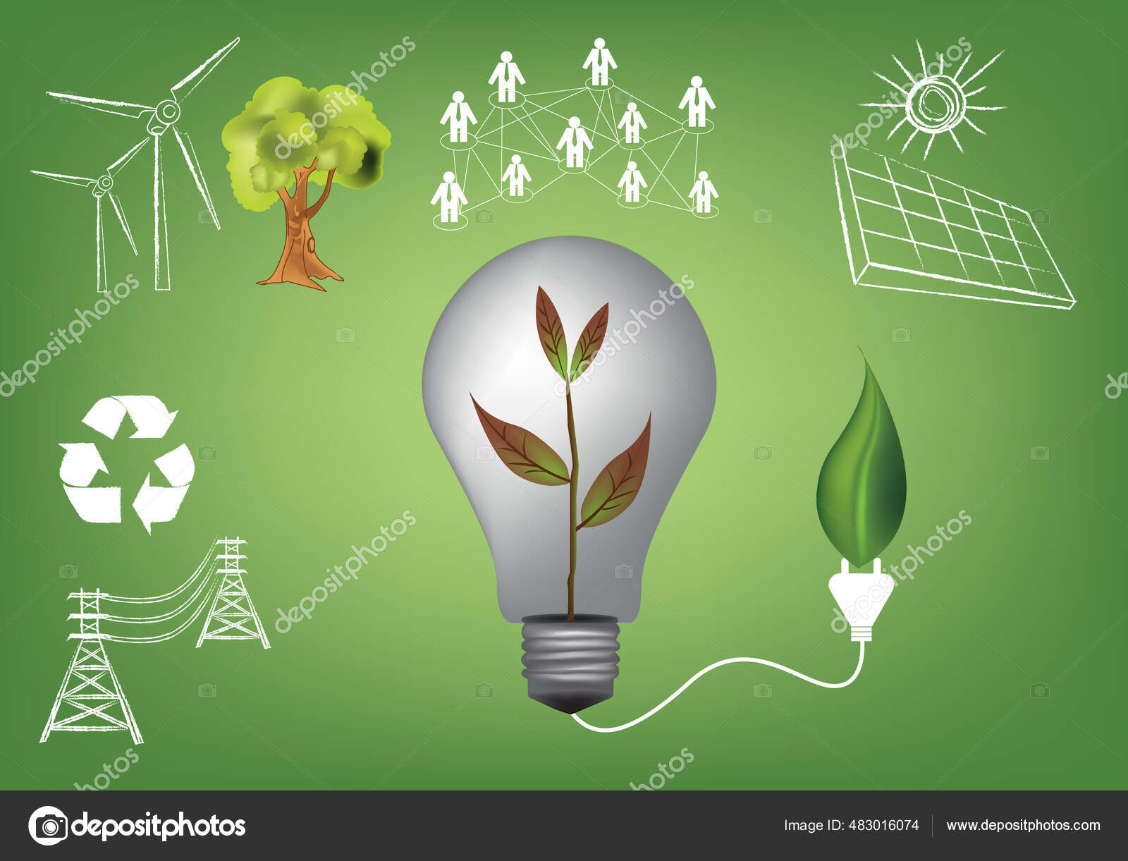 Renewable Energy Green Energy Revolution Concept Image Vector Stock