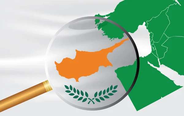 Cipro Bandiera Con Obiettivo Zoom Vettoriale Illustrazione Concetto Immagine Connettersi — Vettoriale Stock
