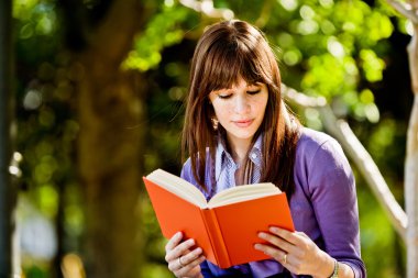 Kitap okuyan bir kadın.