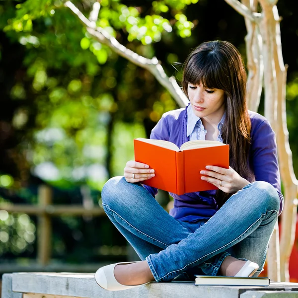 Woman reading a book — Stock Photo, Image