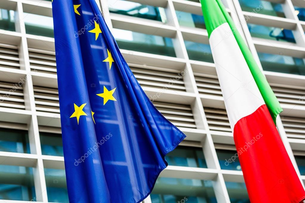 Flags of Italy and the European Union