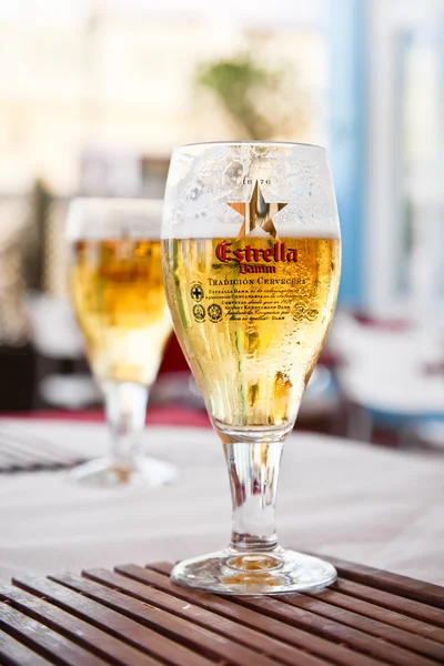 Glasses of beer on table — Stock Photo, Image