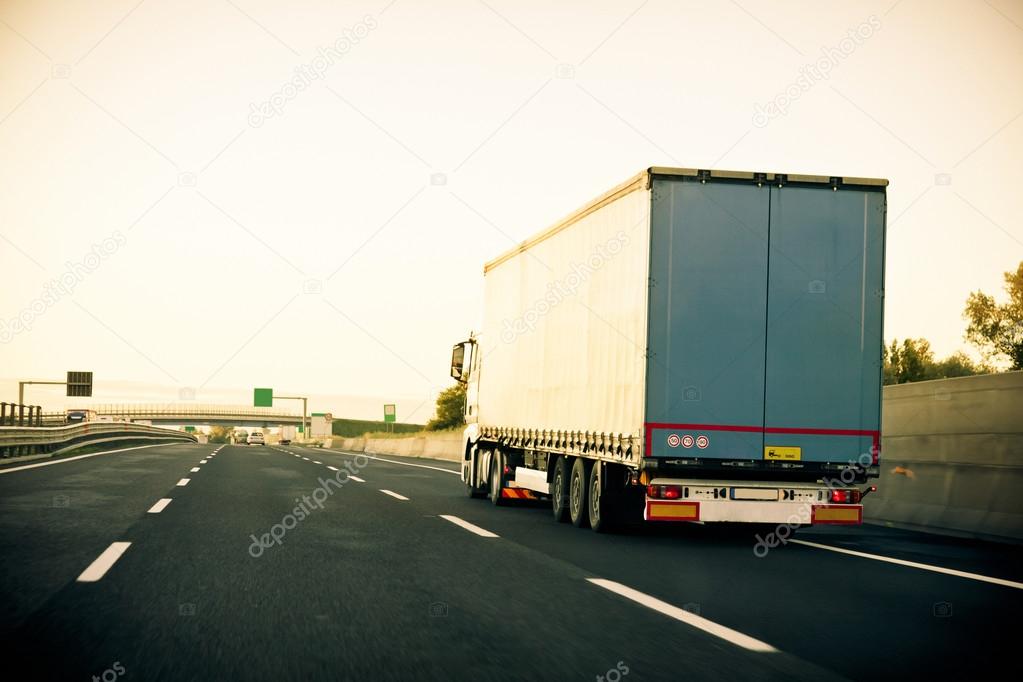 one truck on highway