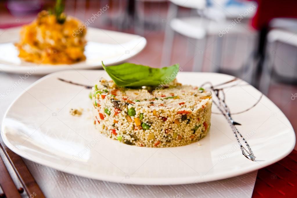 Vegetarian Couscous on white plate