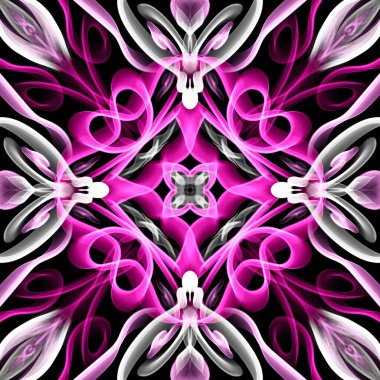 Kusursuz süs deseni, siyah üzerine pembe ve beyaz.