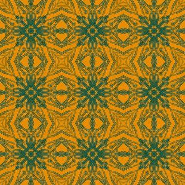 Kusursuz süs deseni, yeşil ve sarı.