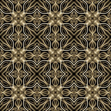 Kusursuz süs deseni, siyah üzerine bej duman.