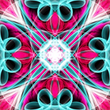 pürüzsüz süs deseni, pembe, mavi ve beyaz siyah üzerine