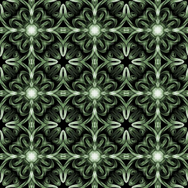 Motivo Ornamentale Senza Cuciture Verde Bianco Nero — Foto Stock