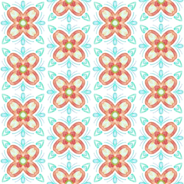 Seamless Ornamental Pattern Red Blue — Stock Photo, Image