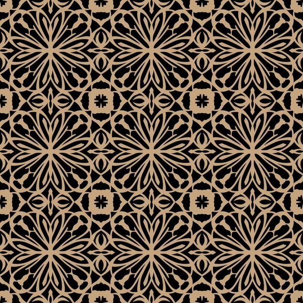 Naadloos Patroon Beige Ornament Zwart — Stockfoto