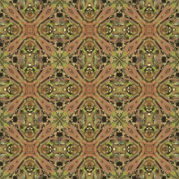 Patrón Ornamental Sin Costuras Beige Amarillo Verde Textura Pintura — Foto de Stock