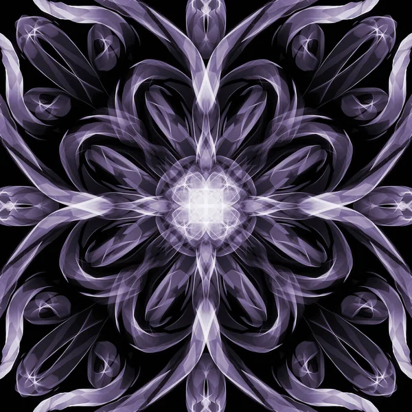 Patrón Ornamental Sin Costuras Púrpura Blanco Sobre Negro —  Fotos de Stock