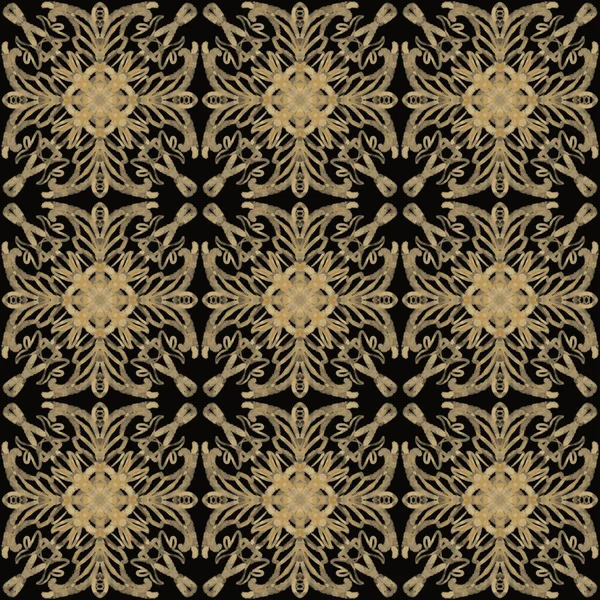 Patrón Ornamental Sin Costuras Negro Dorado —  Fotos de Stock