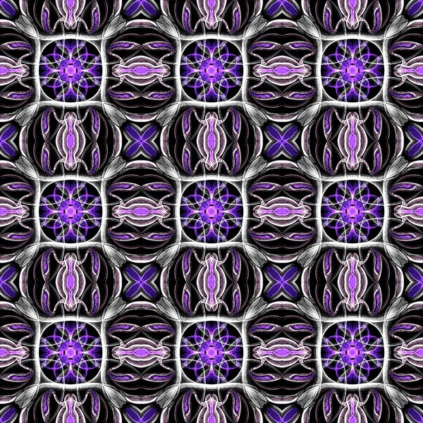 Seamless Ornamental Pattern Purple White Smoke Black — Stock Photo, Image