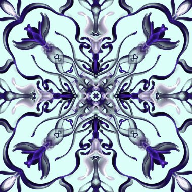 Kusursuz süs deseni, mavi duvar kağıdı.