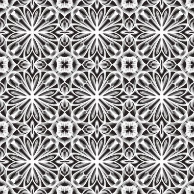 Kusursuz süs deseni, siyah üzerine beyaz duman.