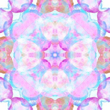 Kusursuz süs deseni, beyaz üzerine pembe ve mavi.