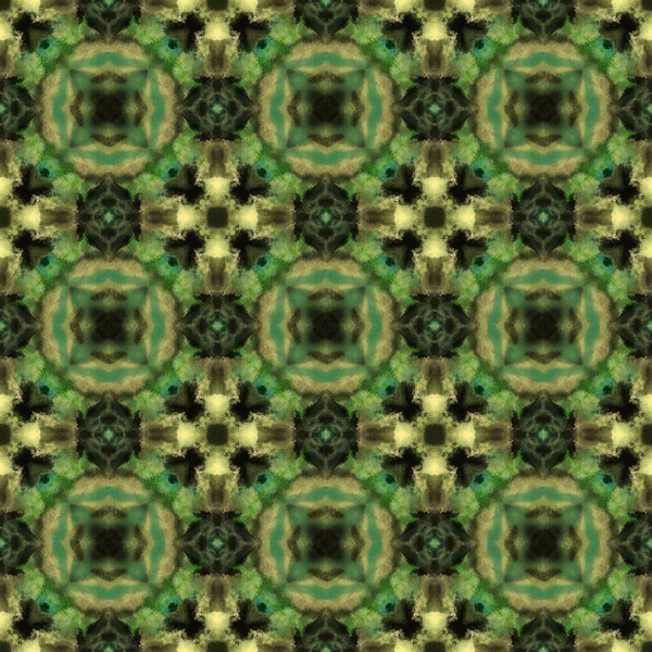 Seamless Ornamental Pattern Green Yellow Black — Stock Photo, Image