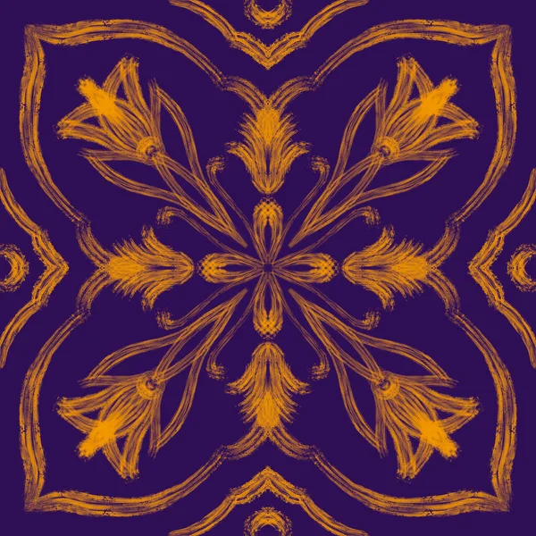 Patrón Ornamental Sin Costuras Amarillo Púrpura —  Fotos de Stock