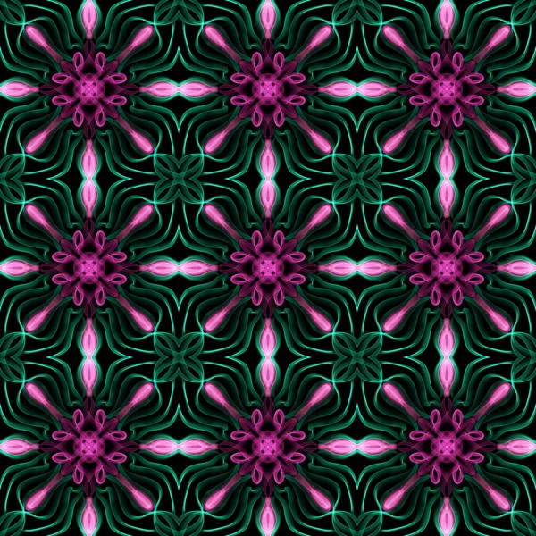 Patrón Ornamental Sin Costuras Verde Rosa —  Fotos de Stock