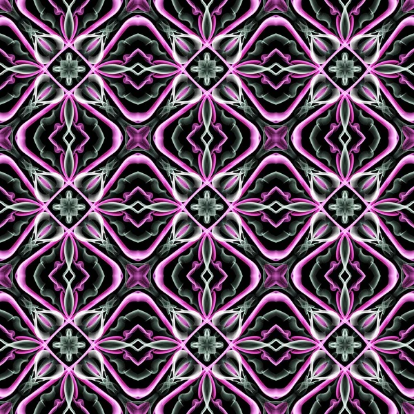 Seamless Ornamental Pattern Green Pink Smoke Black — Stock Photo, Image