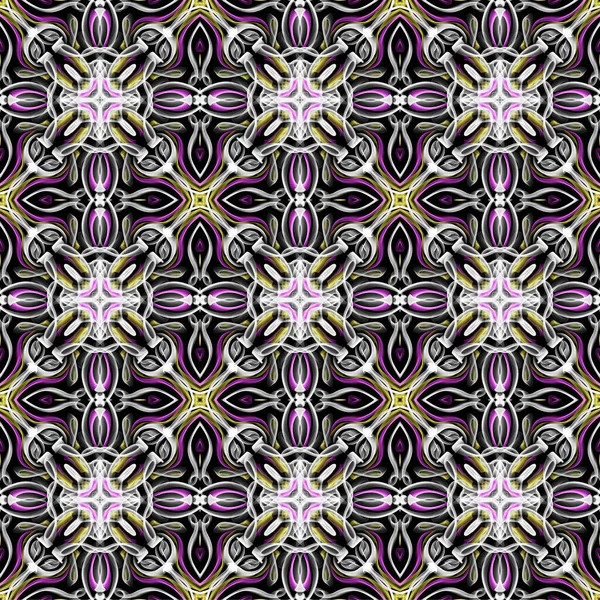 Seamless Ornamental Pattern White Pink Yellow Smoke Black — Stock Photo, Image