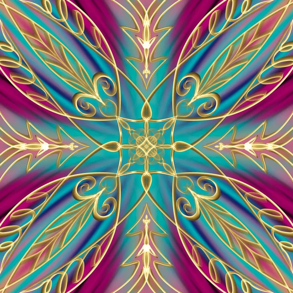 Nahtlose Abstrakte Geometrische Florale Oberflächenmuster Lebendigen Farben Mit Symmetrischer Form — Stockfoto