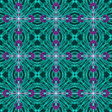 seamless ornamental pattern, turquoise wallpaper