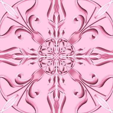 Simetrik biçimi yatay ve dikey olarak tekrarlanan canlı renklerde kusursuz soyut geometrik çiçek yüzey deseni. Moda tasarımı, ev dekorasyonu, duvar kağıtları ve hediye paketleri için kullan.