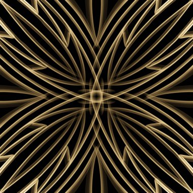 Kusursuz soyut geometrik süs yüzey deseni altın rengi ile simetrik olarak tekrarlanıyor. Moda tasarımı, ev dekorasyonu, duvar kağıtları ve hediye paketleri için kullan.