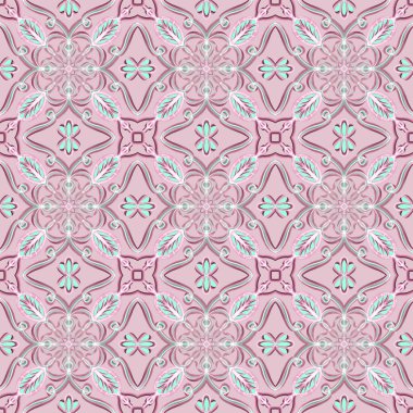 Simetrik olarak tekrar eden canlı renklerde kusursuz soyut geometrik çiçek yüzey deseni. Moda tasarımı, ev dekorasyonu, duvar kağıtları ve hediye paketleri için kullan.