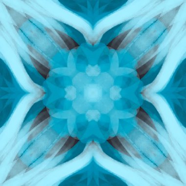 Simetrik olarak tekrar eden canlı renklerde kusursuz soyut geometrik çiçek yüzey deseni. Moda tasarımı, ev dekorasyonu, duvar kağıtları ve hediye paketleri için kullan.