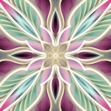 Yatay ve dikey olarak tekrarlanan simetrik formda, altın renkli kusursuz soyut geometrik çiçek yüzey deseni. Moda tasarımı, ev dekorasyonu, duvar kağıtları ve hediye paketleri için kullan.