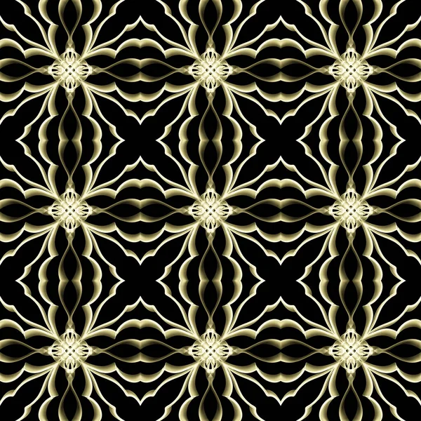 Naadloze Abstracte Geometrische Bloemenoppervlak Patroon Gouden Kleur Met Symmetrische Vorm — Stockfoto
