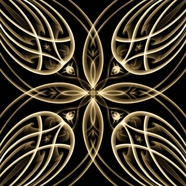 Απρόσκοπτη Αφηρημένη Γεωμετρική Διακοσμητική Επιφάνεια Χρυσό Χρώμα Που Επαναλαμβάνεται Συμμετρικά — Φωτογραφία Αρχείου