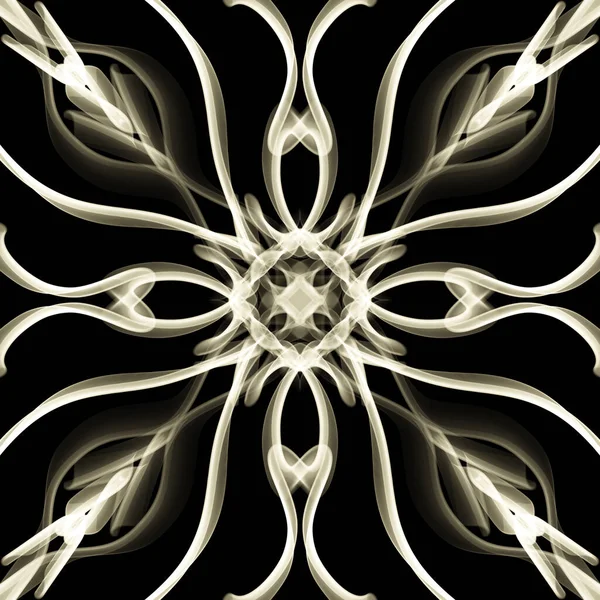 추상적 기하학적 꽃무늬는 수평으로 그리고 수직으로 반복되는 대칭적 형태를 황금색의 — 스톡 사진