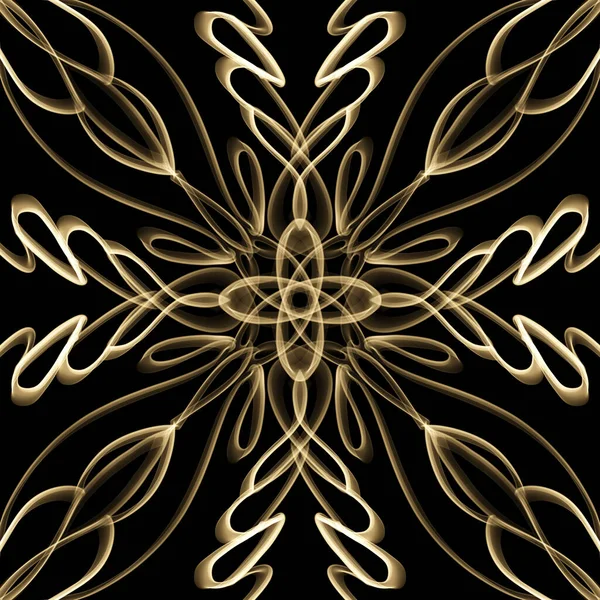 対称的に繰り返される黄金の色のシームレス抽象幾何学装飾表面パターン ファッションデザイン 家の装飾 壁紙やギフトパッケージのための使用 — ストック写真