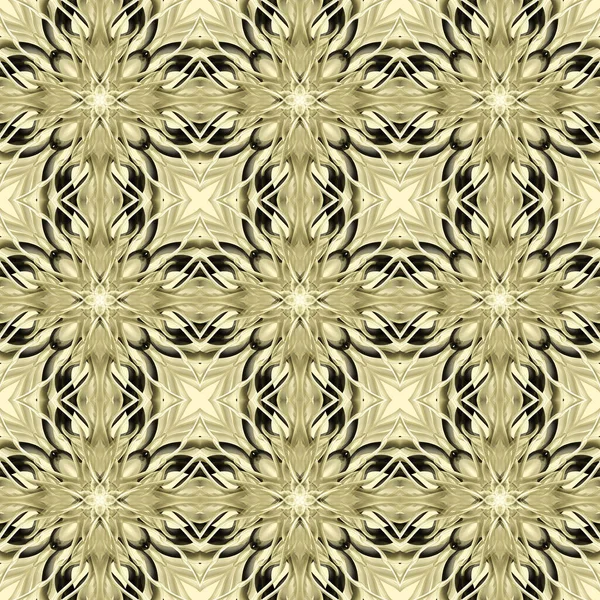 Naadloze Abstracte Geometrische Bloemenoppervlak Patroon Gouden Kleur Met Symmetrische Vorm — Stockfoto