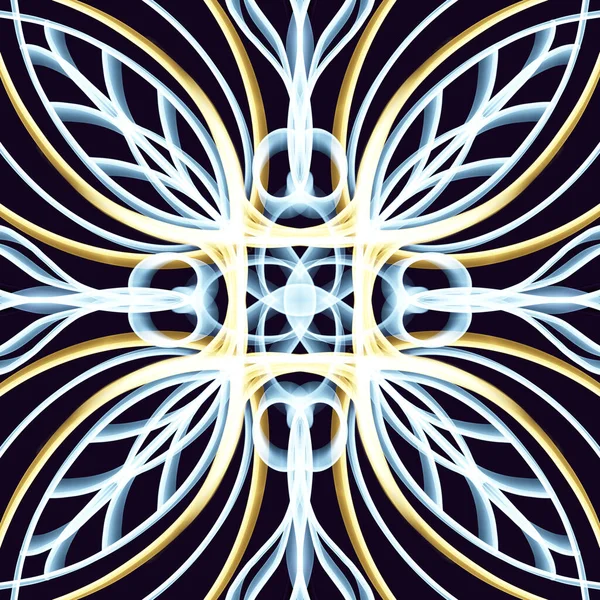 Sömlös Abstrakt Geometrisk Blommig Yta Mönster Gyllene Färg Med Symmetrisk — Stockfoto