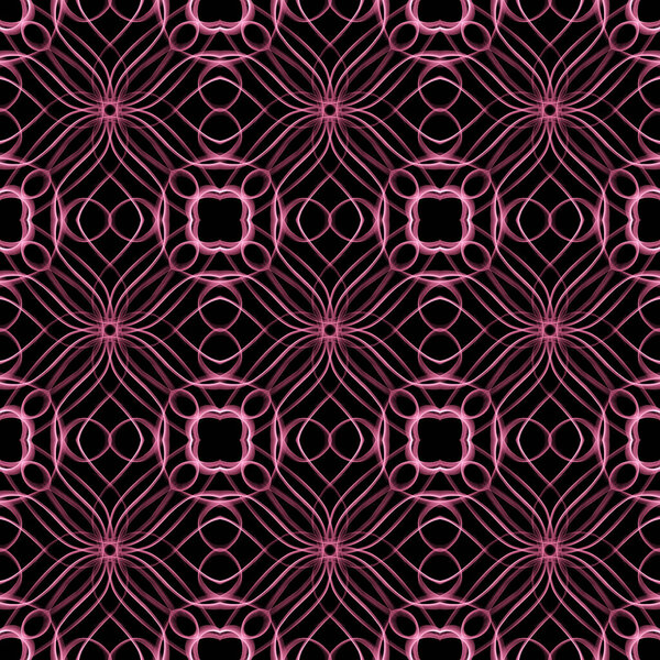 Seamless abstract geometric floral surface pattern in vivid colors with symmetrical form repeating horizontally and vertically. Use for fashion design, home decoration, wallpapers and gift packages.