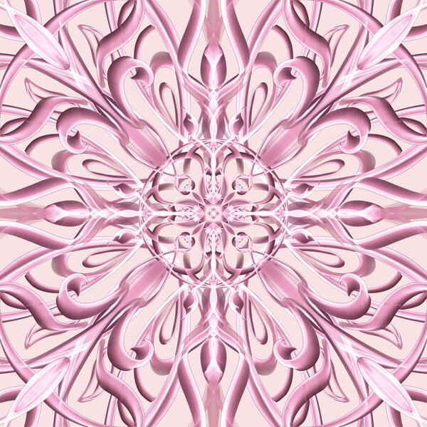 Seamless abstract geometric floral surface pattern in vivid colors with symmetrical form repeating horizontally and vertically. Use for fashion design, home decoration, wallpapers and gift packages.