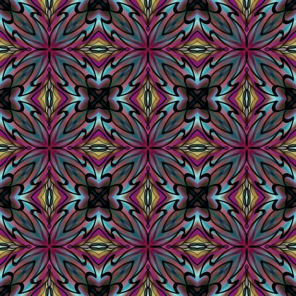Bezešvé Abstraktní Geometrický Květinový Povrch Vzor Živých Barvách Opakující Symetricky — Stock fotografie