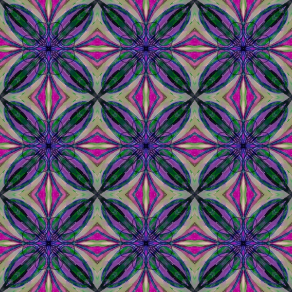 신비하고 추상적 기하학적 꽃무늬는 대칭적으로 반복되는 색깔의 패턴이다 디자인 패키지에 — 스톡 사진