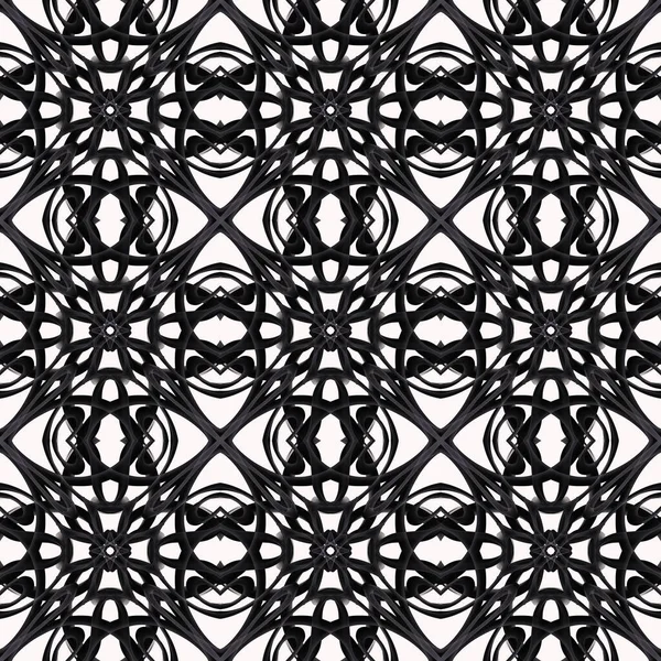 Безшовний Абстрактний Геометричний Квітковий Візерунок Поверхні Чорно Білих Тонах Симетричною — стокове фото