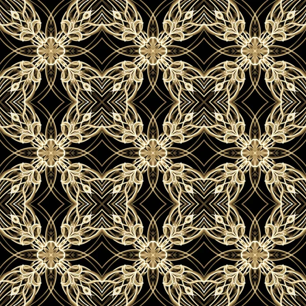 추상적 기하학적 장식의 패턴은 대칭적으로 반복되는 황금색으로 디자인 패키지에 — 스톡 사진