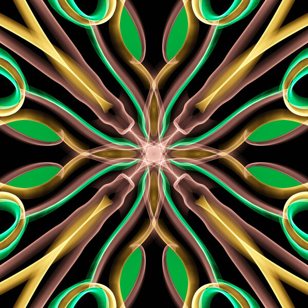 Seamless abstract geometric floral surface pattern in vivid colors repeating symmetrically. Use for fashion design, home decoration, wallpapers and gift packages.