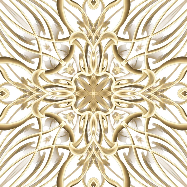 Seamless Abstract Geometric Ornamental Surface Pattern Golden Color Repeating Symmetrically — Stock Photo, Image