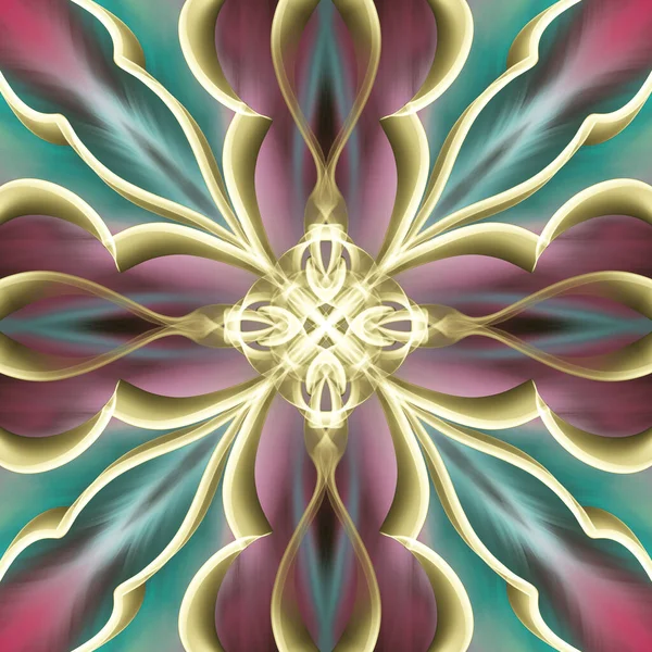 Nahtlose Abstrakte Geometrische Florale Oberflächenmuster Goldener Farbe Mit Symmetrischer Form — Stockfoto